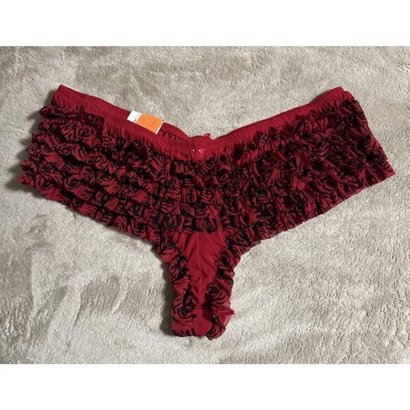 Vintage fashion bug ruffled Red And Black underwear Size 7 - Picture 2 of 6